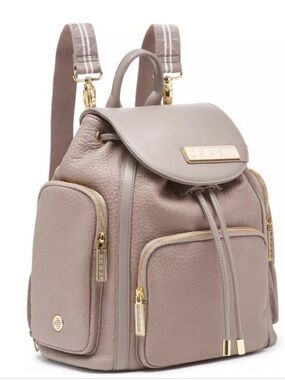 DKNY Gray Leather Backpack